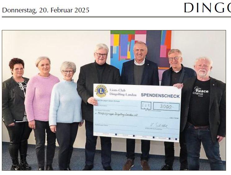 Spendenübergabe Hospitzgruppe